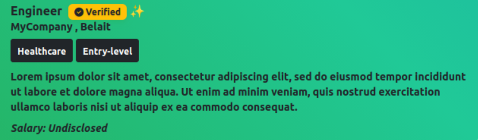Verified employer job post - individual view
